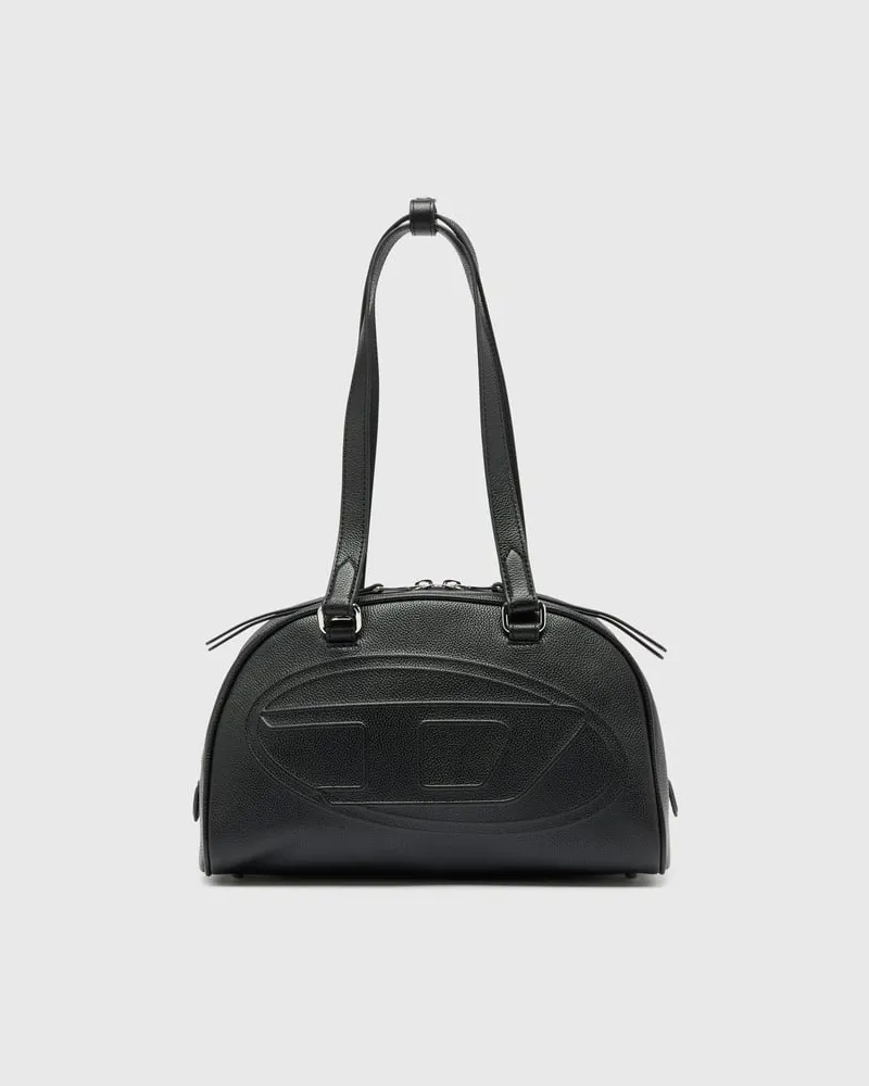 Diesel 1DR Dome - Boston Bag aus Leder mit geprägtem Logo - Handtaschen - Unisex - Schwarz Schwarz