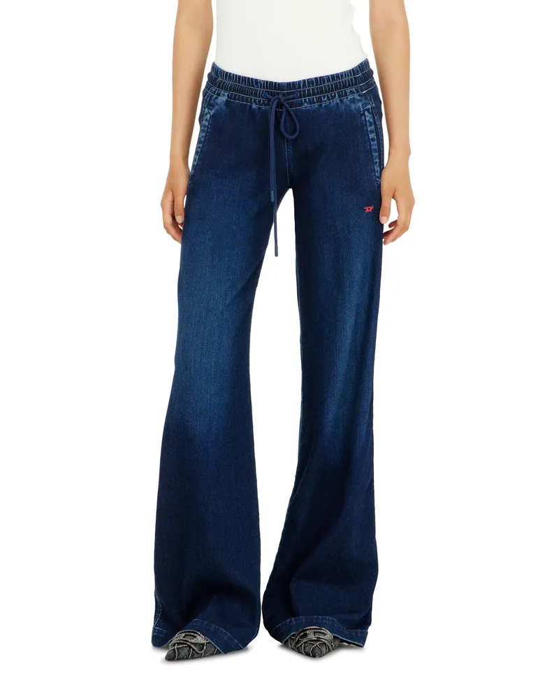 Diesel Relaxed Low Waist 2078 D-Ainty Joggjeans, Dunkelblau, Elastischer Bund Blau