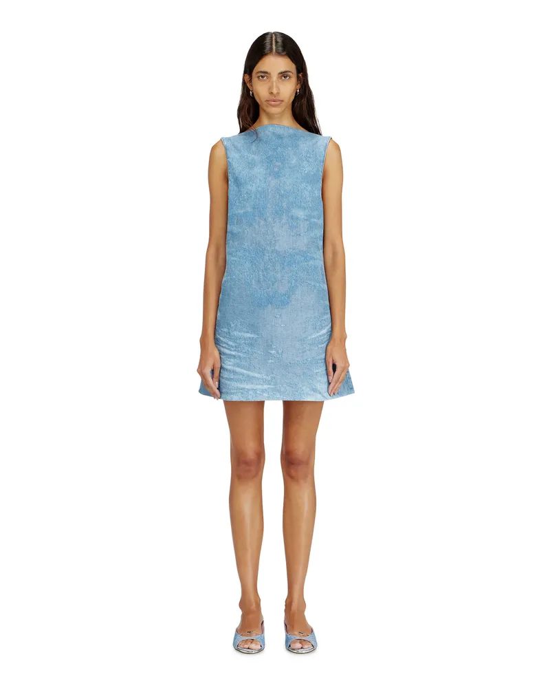 Diesel Kurzes Kleid aus Satin-Denim - Kleider - Damen - Blau Blau