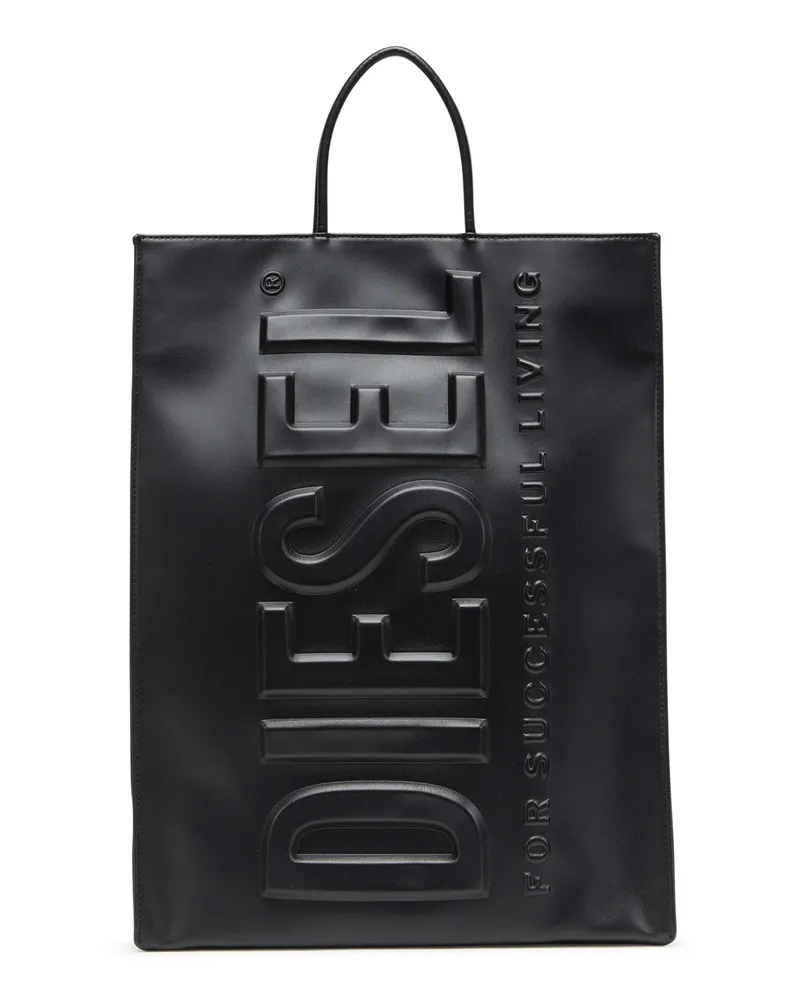 Diesel Dsl 3D L-Große Tote-Tasche aus PU mit Logo-Prägung - Shoppers - Herren - Schwarz Schwarz