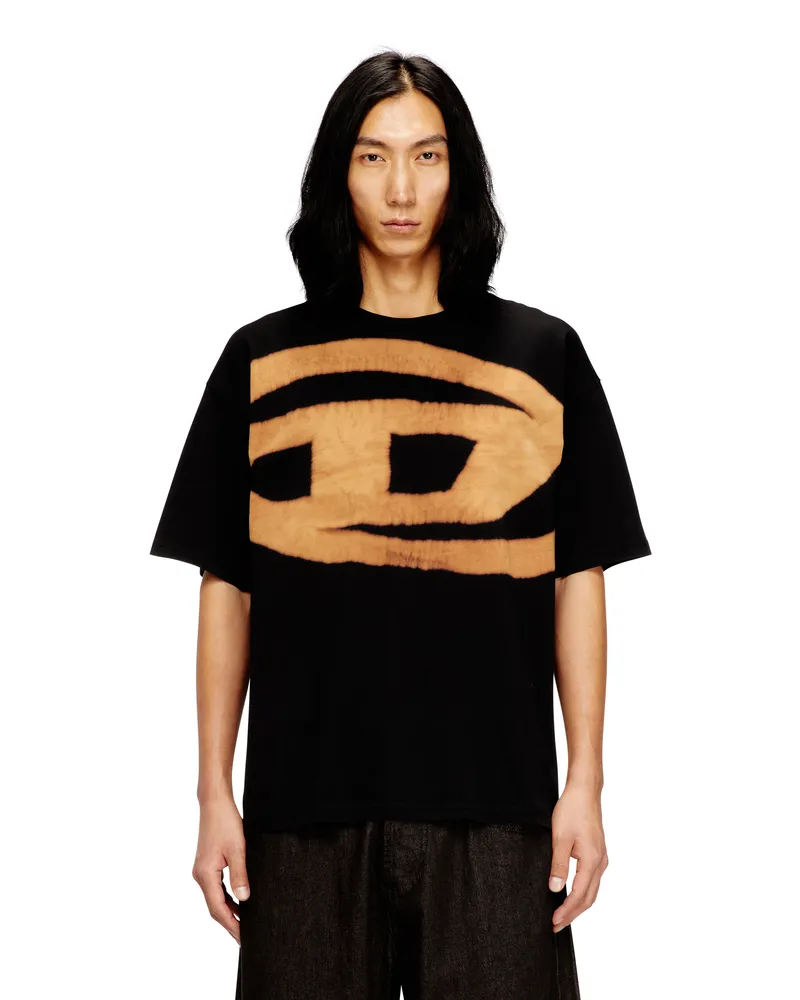 Diesel T-Shirt mit gebleichtem Oval D-Logo - T-Shirts - Herren - Bunt Bunt