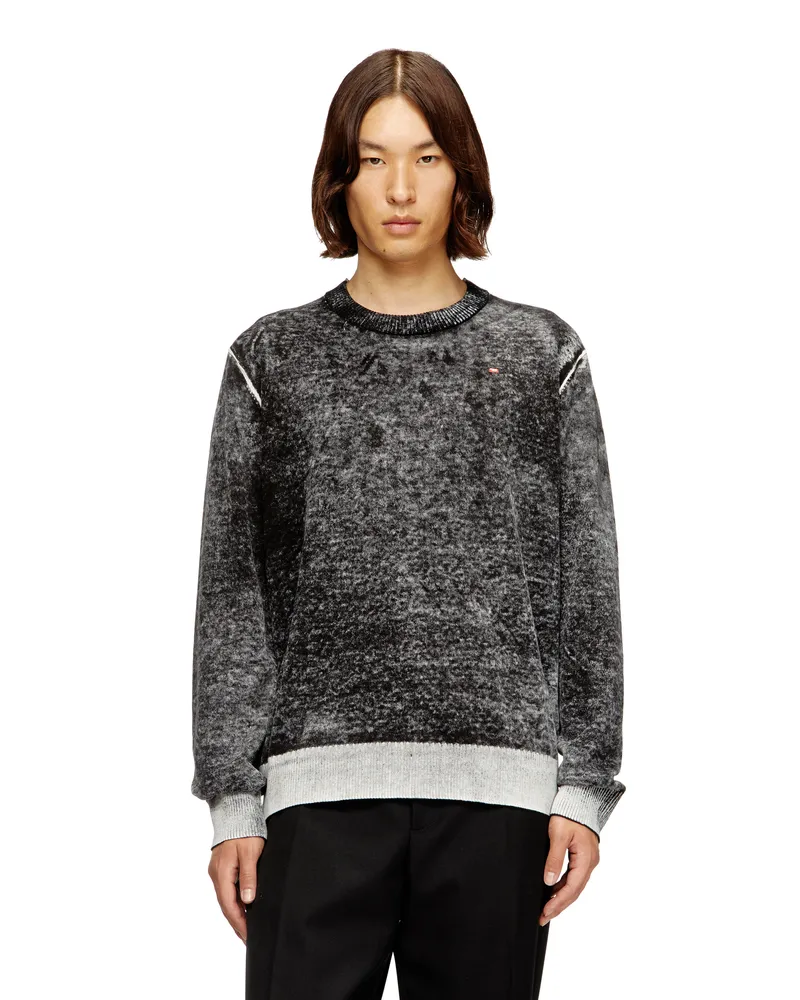 Diesel Pullover mit verblasstem Rückendruck - Strickwaren - Herren - Grau Grau