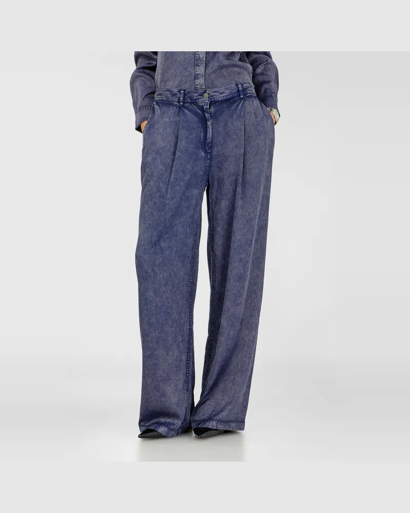 Diesel Wide-Leg-Hose aus Viskose in Denim-Optik - Hosen - Damen - Blau Blau