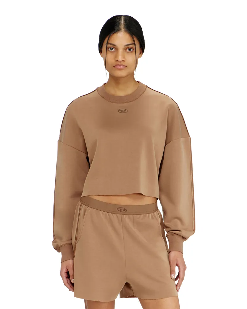 Diesel Crop-Top aus leichtem stretch scuba - Oberteile - Damen - Braun Braun