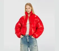 Daunen-Steppjacke aus Ripstop mit Strickkragen - Winterjacken - Damen - Rot