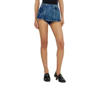 Denim-Peplum-Shorts mit Shadow-Patches - Kurze Hosen - Damen - Blau