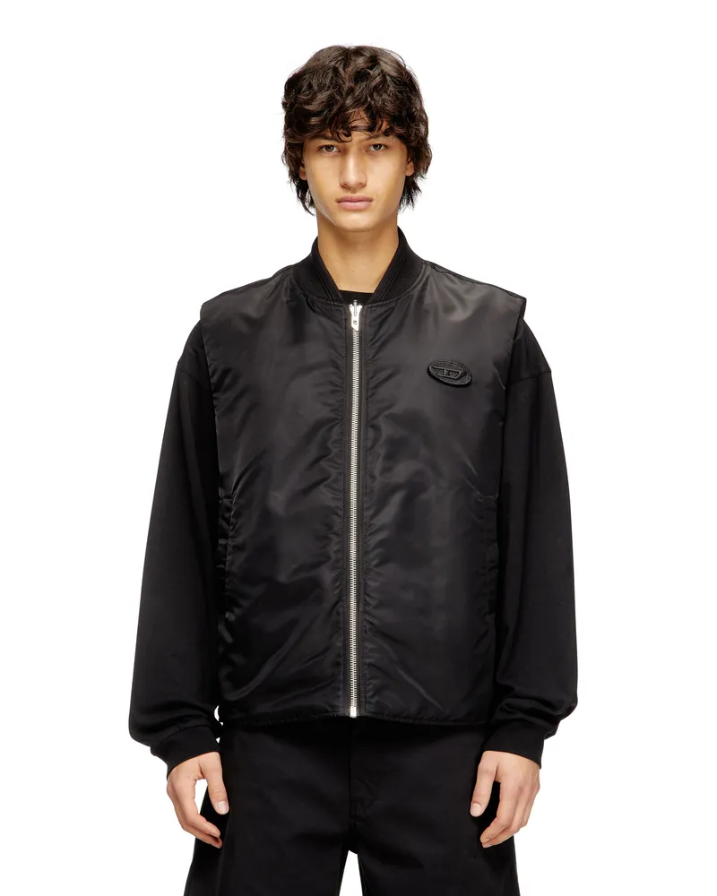 Diesel Gepolsterte Satinweste mit Oval-D-Stickerei - Winterjacken - Herren - Schwarz Schwarz