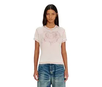 Jersey-T-Shirt mit Strasssteinen und burnout effect - T-Shirts - Damen - Rosa