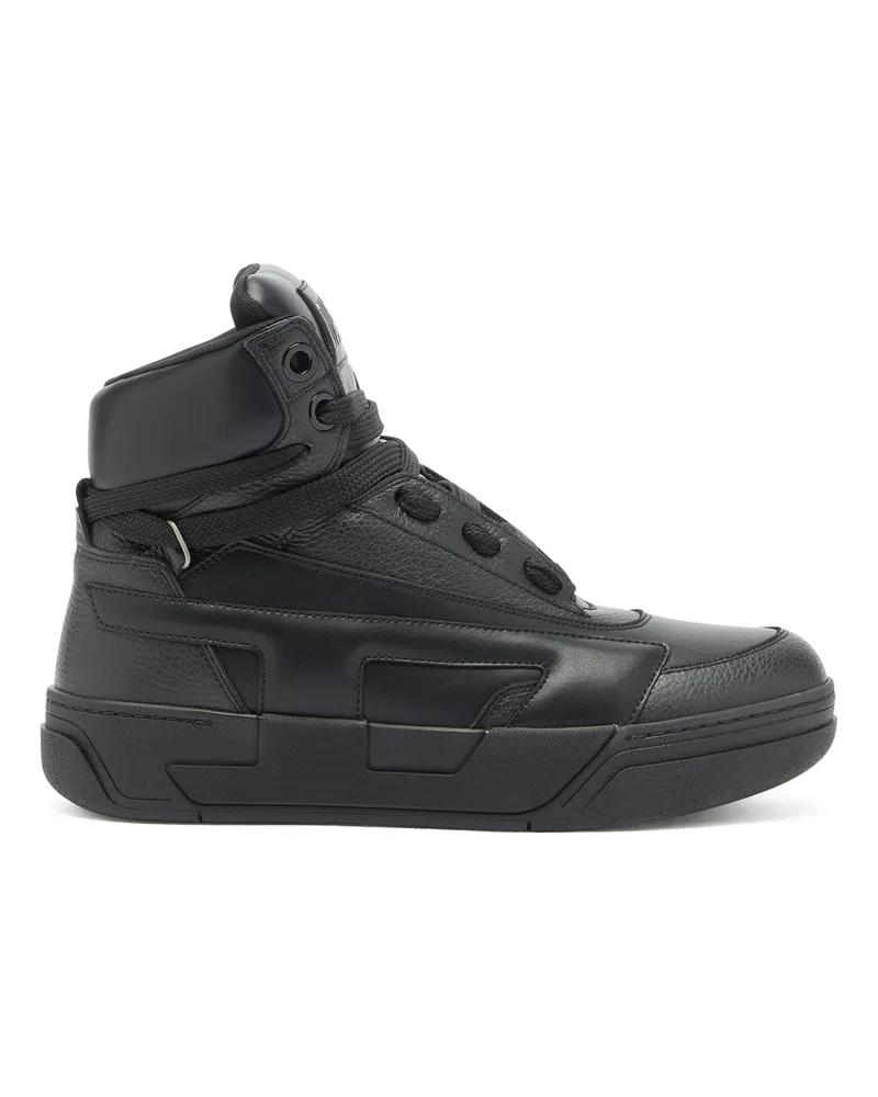 Diesel S-D-Ollie - High-Top-Sneaker aus Leder mit D-Logo - Sneakers - Herren - Schwarz Schwarz