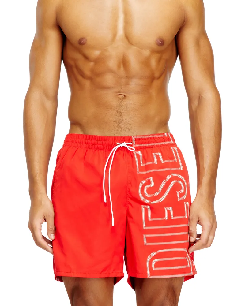 Diesel Badeshorts mit übergroßem Logoprint - Badeshorts - Herren - Rot Rot