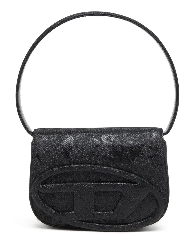 Diesel 1DR-Ikonische 1DR-Tasche aus Glitter-Camo-Lurex - Schultertaschen - Damen - Schwarz Schwarz