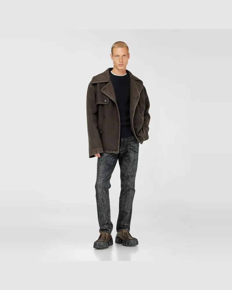 Diesel Gerippter Pullover mit Schultereinsätzen - Strickwaren - Herren - Schwarz Schwarz