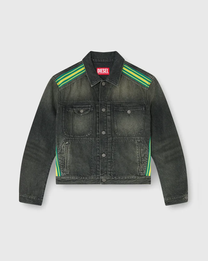 Diesel Trucker-Jacke mit gestreiften Schulterbändern - Denim jacken - Herren - Grau Grau
