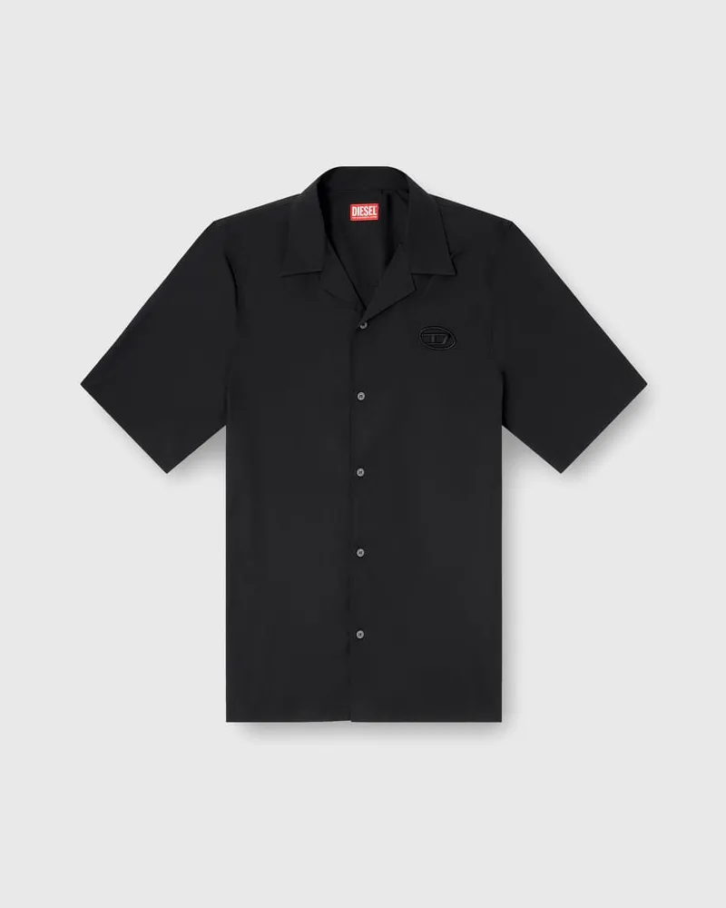 Diesel Stretch-Popeline-Hemd mit Oval-D-Stickerei - Hemden - Herren - Schwarz Schwarz