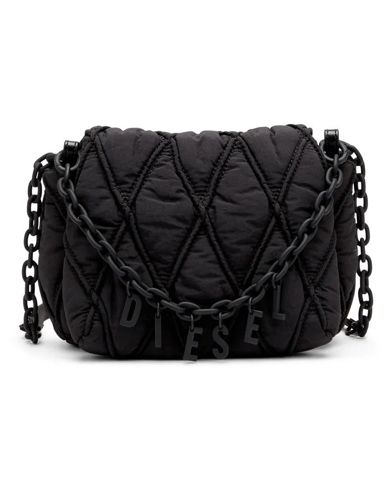 Diesel Charm-D S-Kleine Schultertasche aus gestepptem Nylon - Schultertaschen - Damen - Schwarz Schwarz