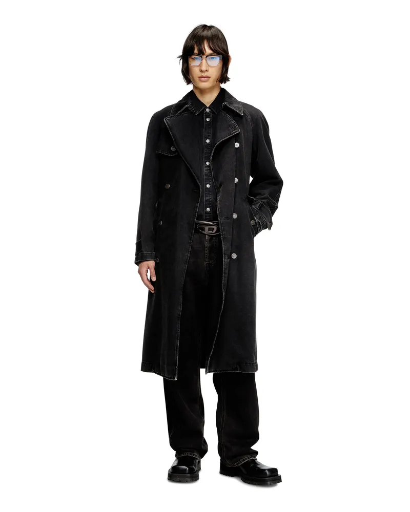 Diesel Trenchcoat aus Denim in cleaner Waschung - Denim jacken - Herren - Schwarz Schwarz