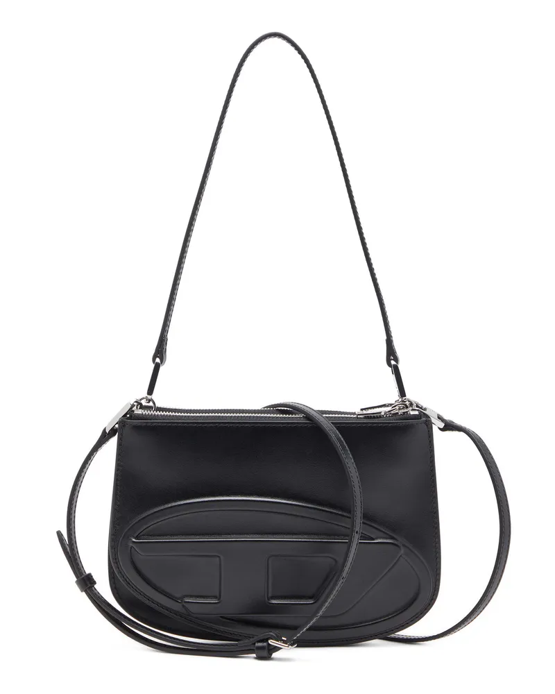 Diesel 1DR Twin-Schultertasche mit Doppelbeutel aus bedrucktem Leder - Schultertaschen - Damen - Schwarz Schwarz