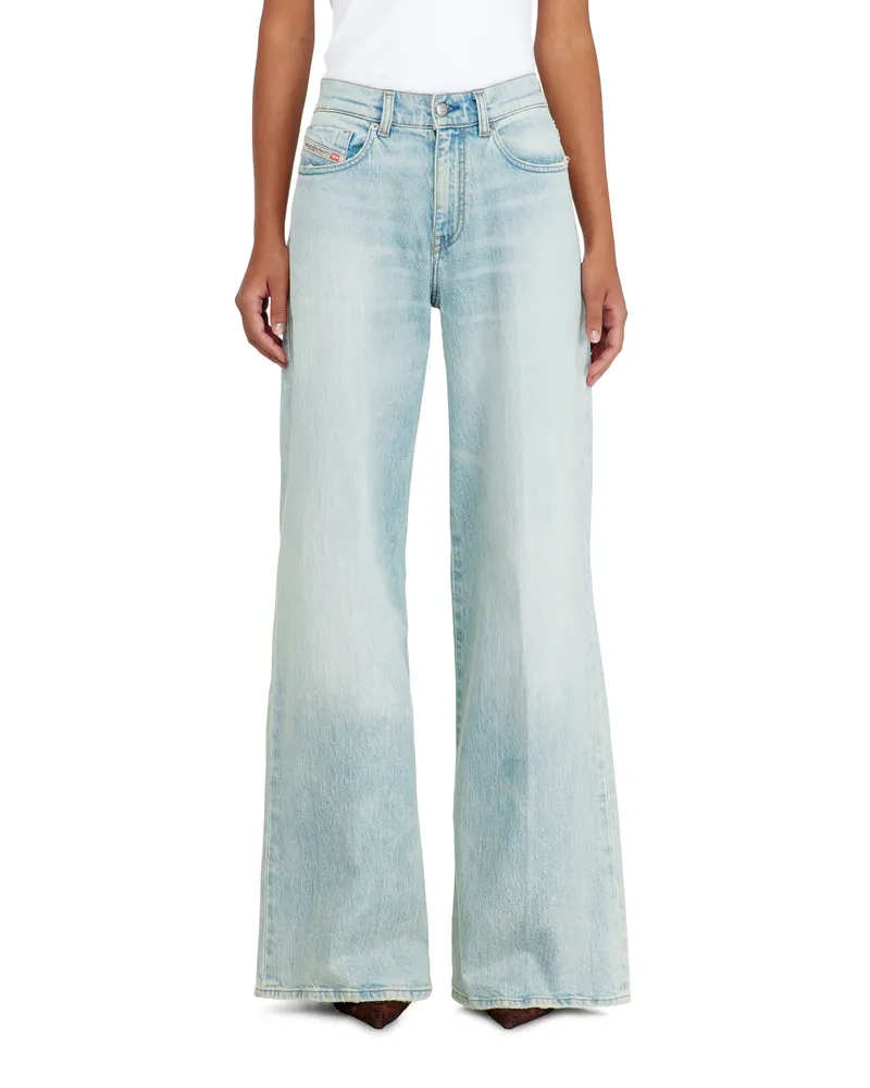 Diesel Flare Jeans Regular Waist 1978 D-Akemi, Hellblau, Reißverschluss Blau
