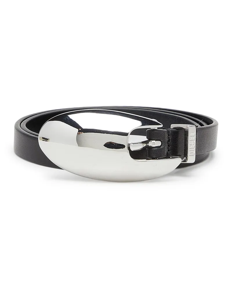 Diesel 1,5 cm Schmaler Ledergürtel mit skulpturaler Schnalle - Gürtel - Damen - Schwarz Schwarz