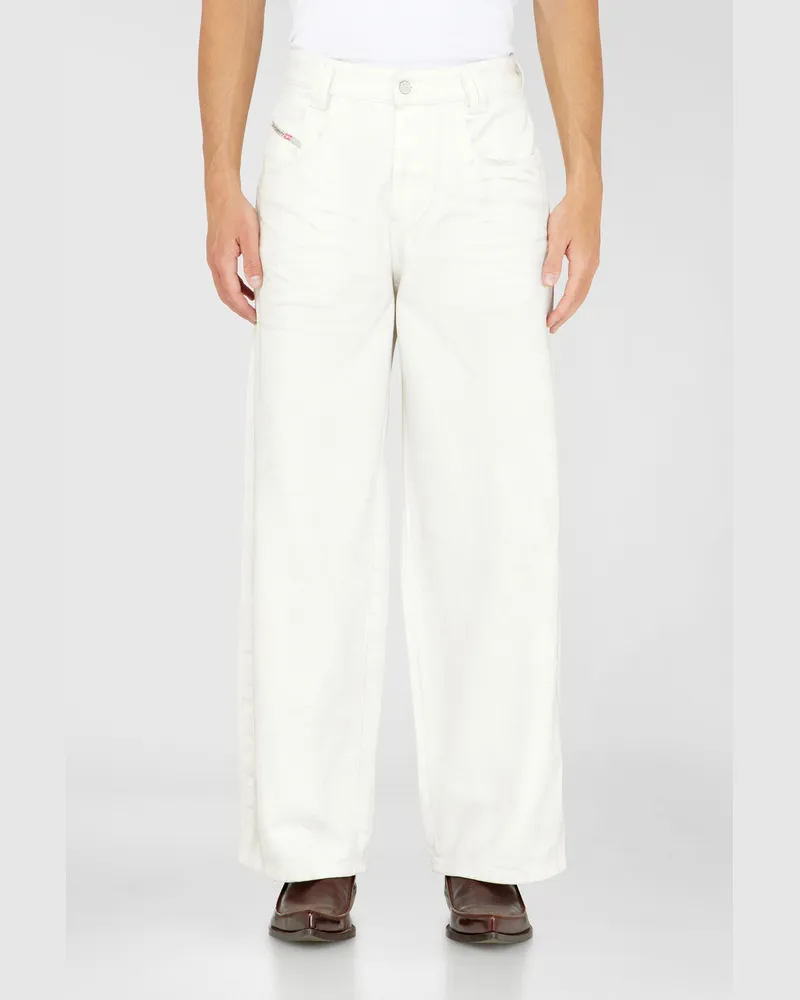 Diesel Relaxed Jeans High Waist 1982 D-Hakou, Weiß, Knopfverschluss Weiss
