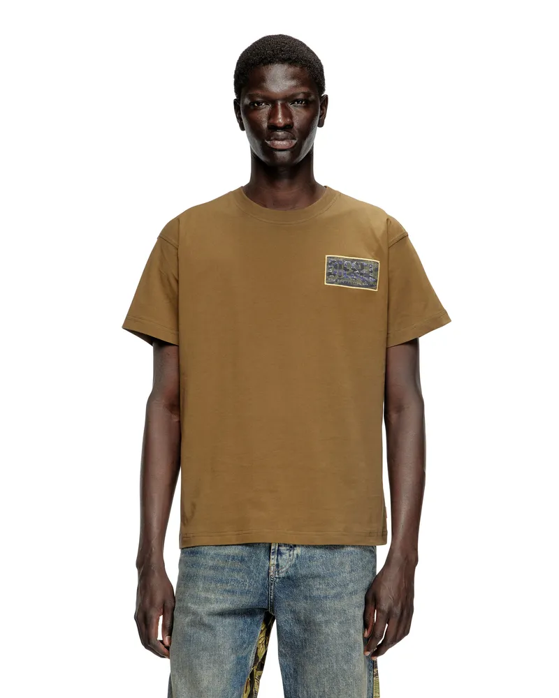 Diesel T-Shirt mit Camo-Logo-Patch - T-Shirts - Herren - Grün Grün