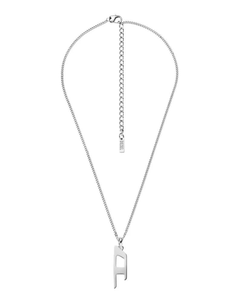 Diesel Halskette mit D-Logo-Anhänger aus Edelstahl - Halsketten - Unisex - Silber Silber