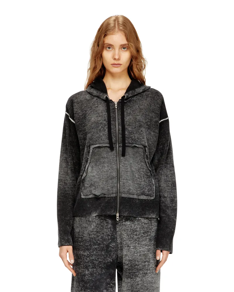 Diesel Rückwärts bedruckte Kapuzenstrickjacke aus Wolle - Strickwaren - Damen - Bunt Bunt