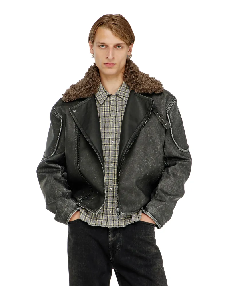 Diesel Biker jacket mit abnehmbarem Kragen - Jacken - Herren - Grau Grau