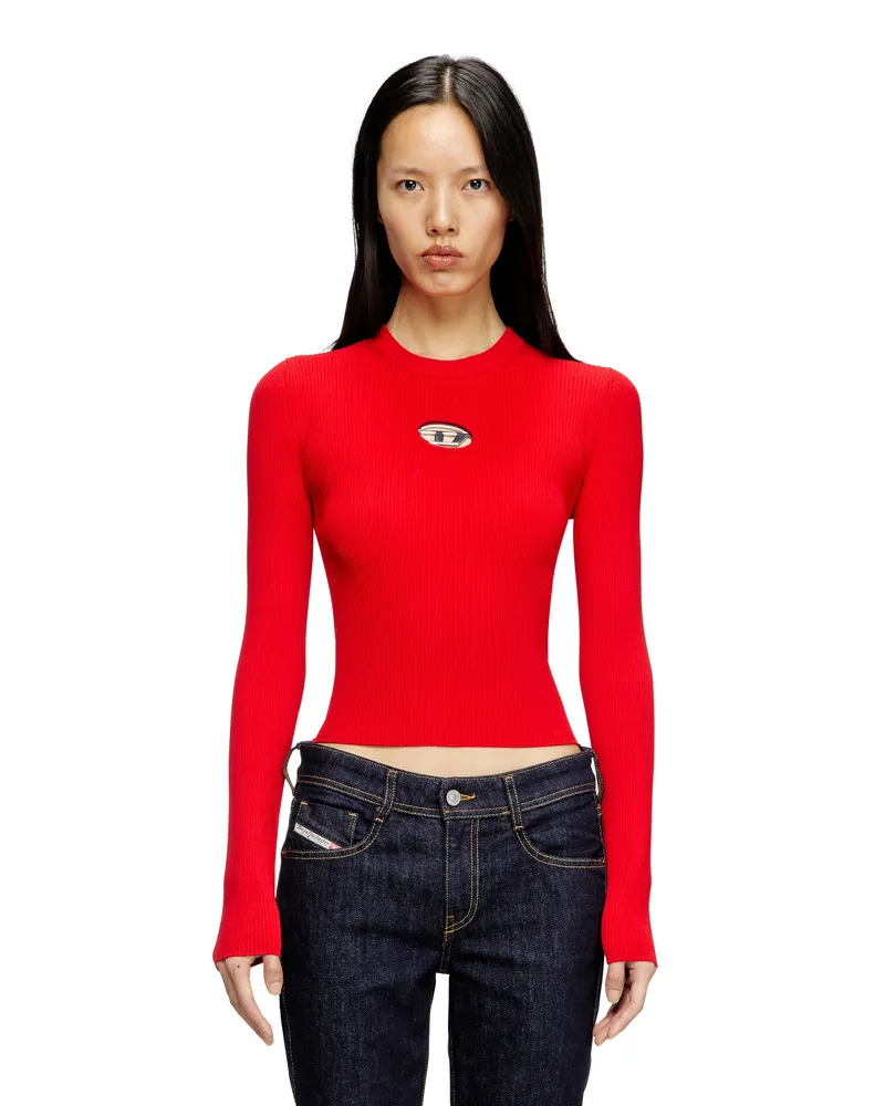 Diesel Rippstrick-Top aus einer Viskosemischung mit Oval D - Oberteile - Damen - Rot Rot