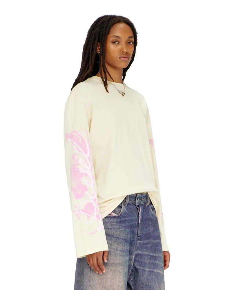 Diesel Langarmshirt mit Grafikprints und Kristallen - T-Shirts - Damen - Gelb Gelb