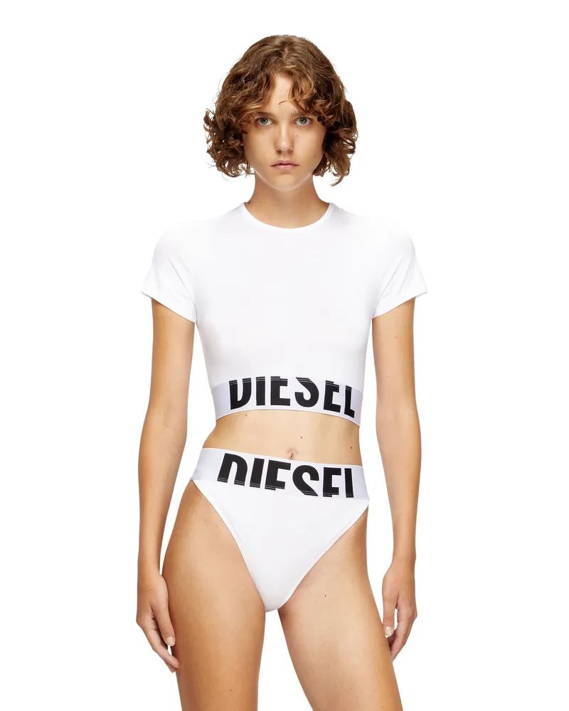 Diesel Sportliches verkürztes Top mit Logo-Band - Oberteile - Damen - Weiss Weiss
