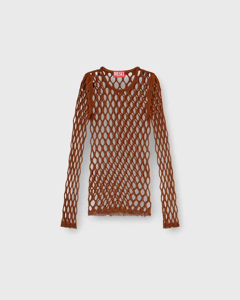 Diesel Elastisches Mesh-Stricktop - T-Shirts - Damen - Braun Braun