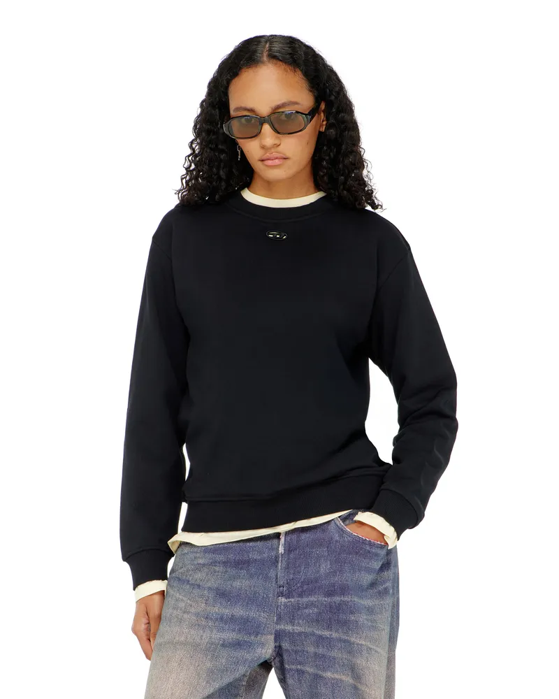 Diesel Baumwollsweatshirt mit ovaler D-Stickerei - Sweatshirts - Damen - Schwarz Schwarz