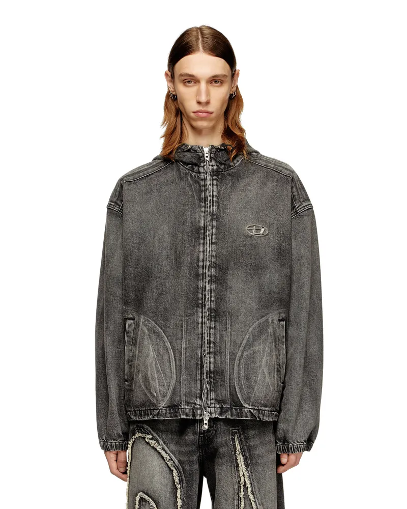 Diesel Kapuzejacke aus verwaschenem Denim - Denim jacken - Unisex - Schwarz Schwarz
