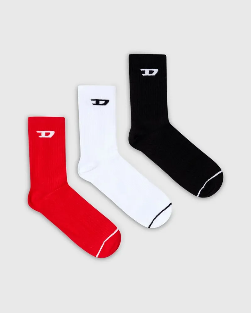 Diesel Rippenstricksocken im Dreierpack mit D-Logo - Socken - Herren - Bunt Bunt