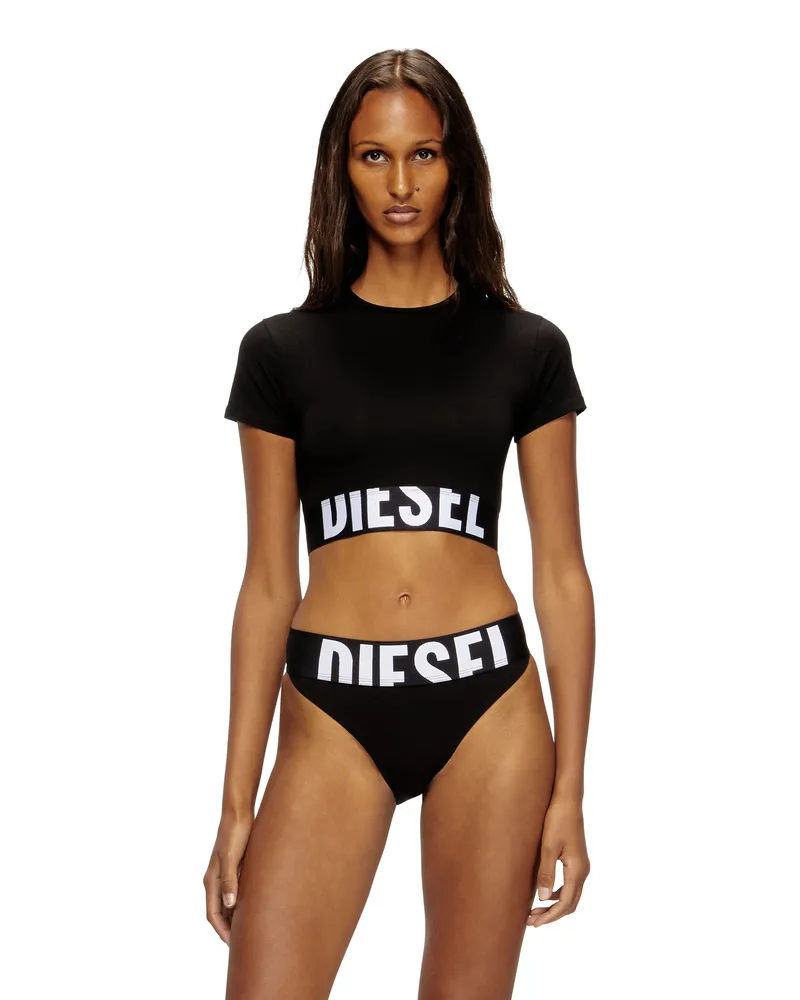 Diesel Sportliches verkürztes Top mit Logo-Band - Oberteile - Damen - Schwarz Schwarz