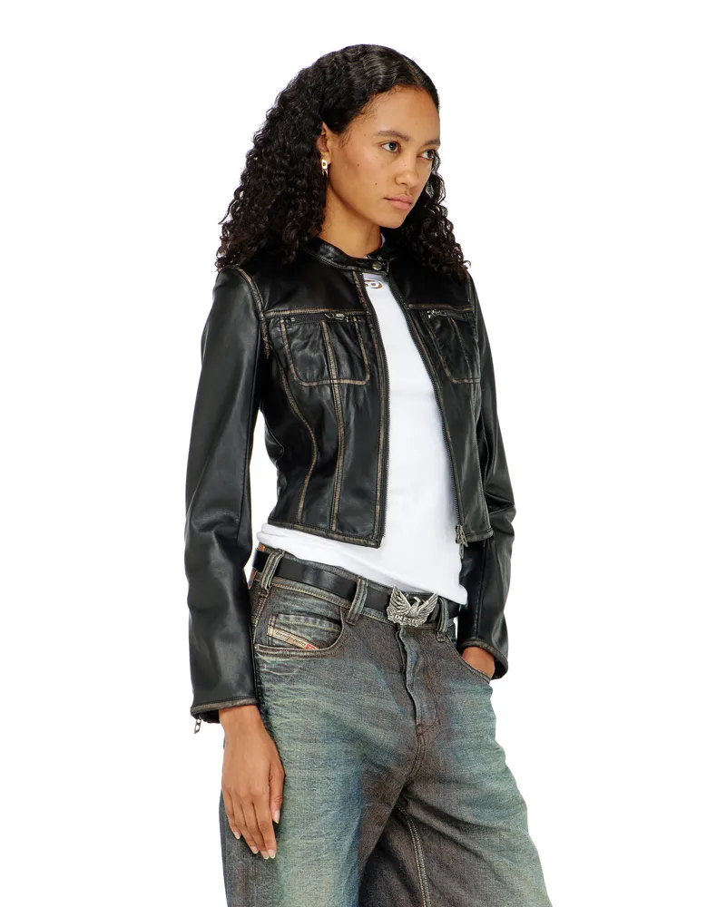 Diesel Verkürzte vielgetragene Biker-Jacke - Jacken - Damen - Schwarz Schwarz