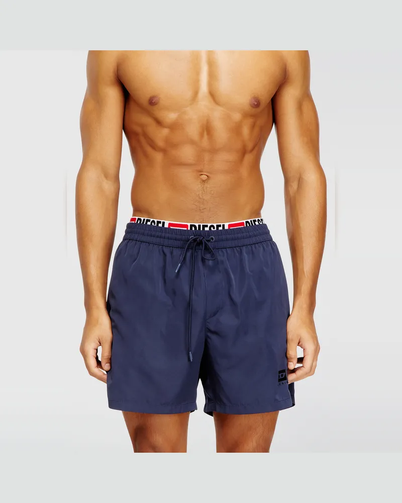 Diesel Mittellange Badeshorts mit Logo-Print - Badeshorts - Herren - Blau Blau