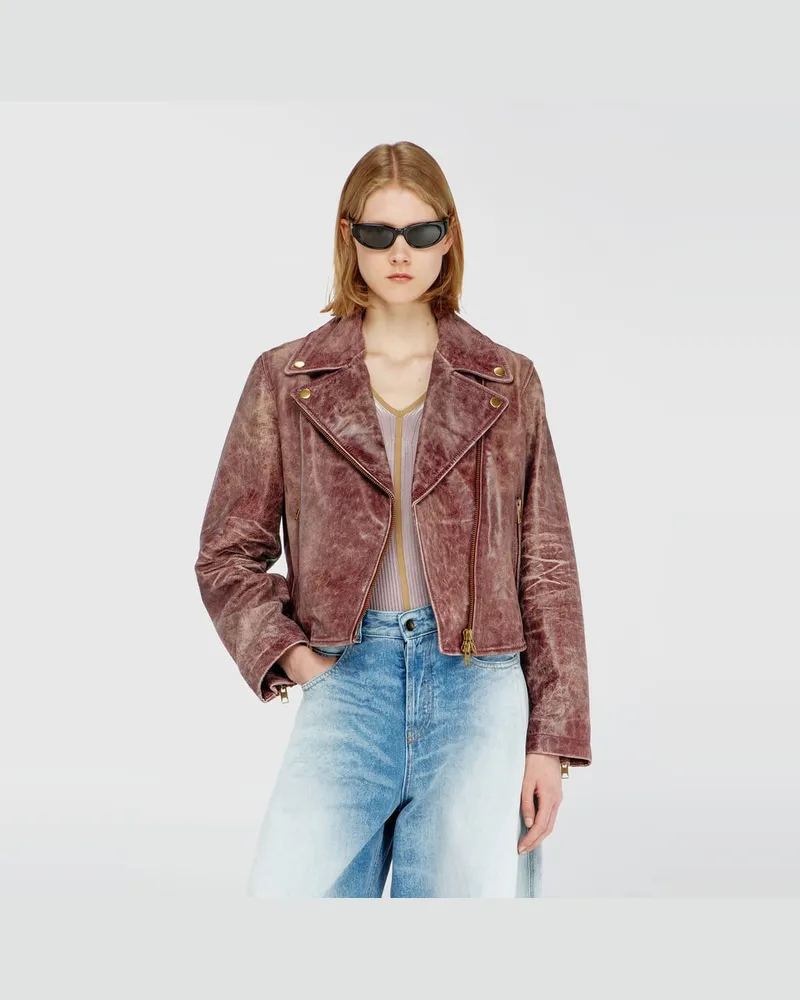 Diesel Biker-Jacke aus behandeltem Leder - Lederjacken - Damen - Rot Rot
