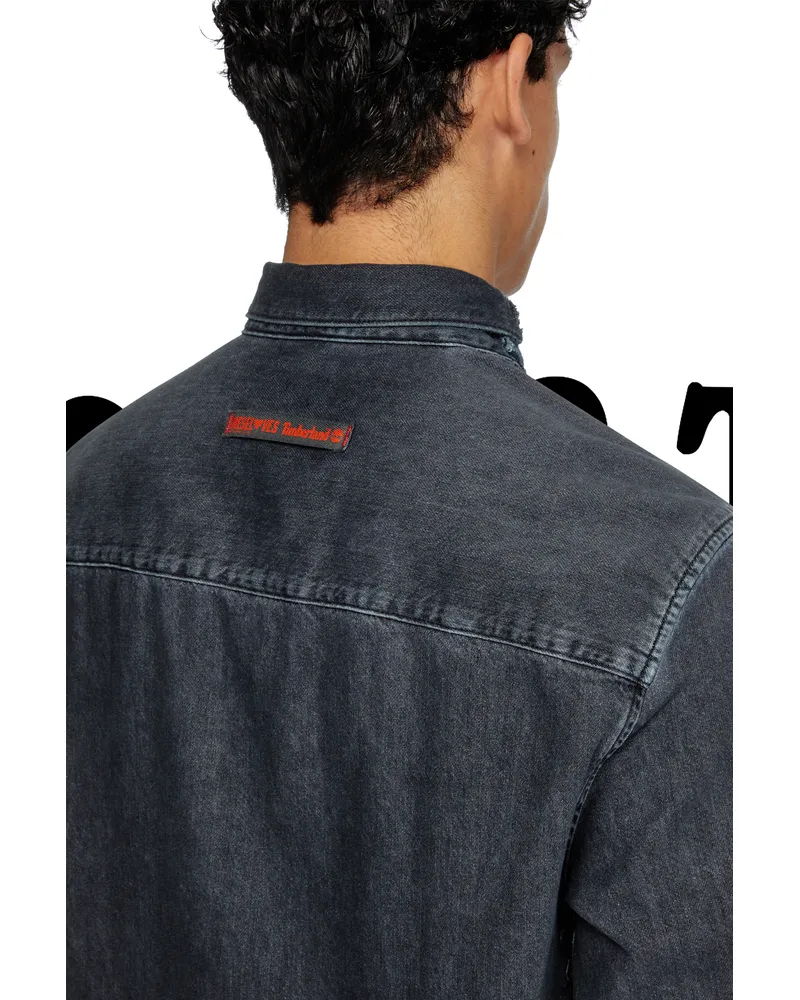 Diesel Überfärbtes Karo- und Denim-Hemd - Denimhemden - Unisex - Bunt Bunt