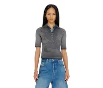 Slim-Poloshirt mit dévoré-Print - Polohemden - Damen - Grau
