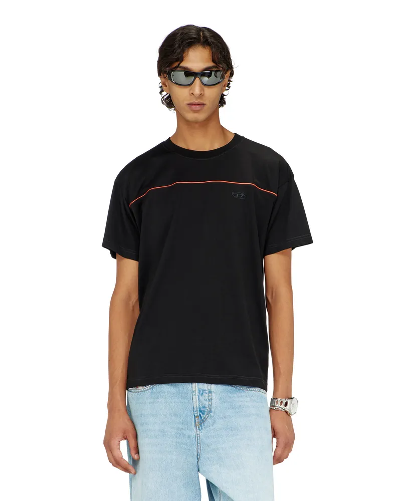 Diesel T-Shirt mit kontrastierenden Paspeln - T-Shirts - Herren - Schwarz Schwarz