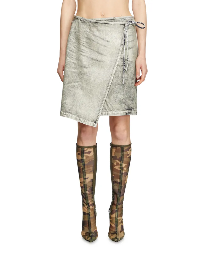 Diesel Wickelrock aus beschichtetem-Denim - Röcke - Damen - Grau Grau