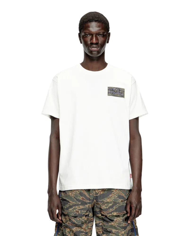 Diesel T-Shirt mit Camo-Logo-Patch - T-Shirts - Herren - Weiss Weiss
