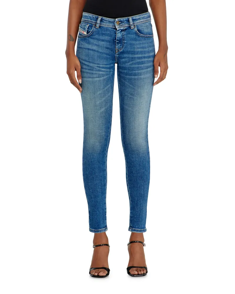 Diesel Skinny Jeans Regular Waist 2017 Slandy, Mittelblau, Reißverschluss Blau