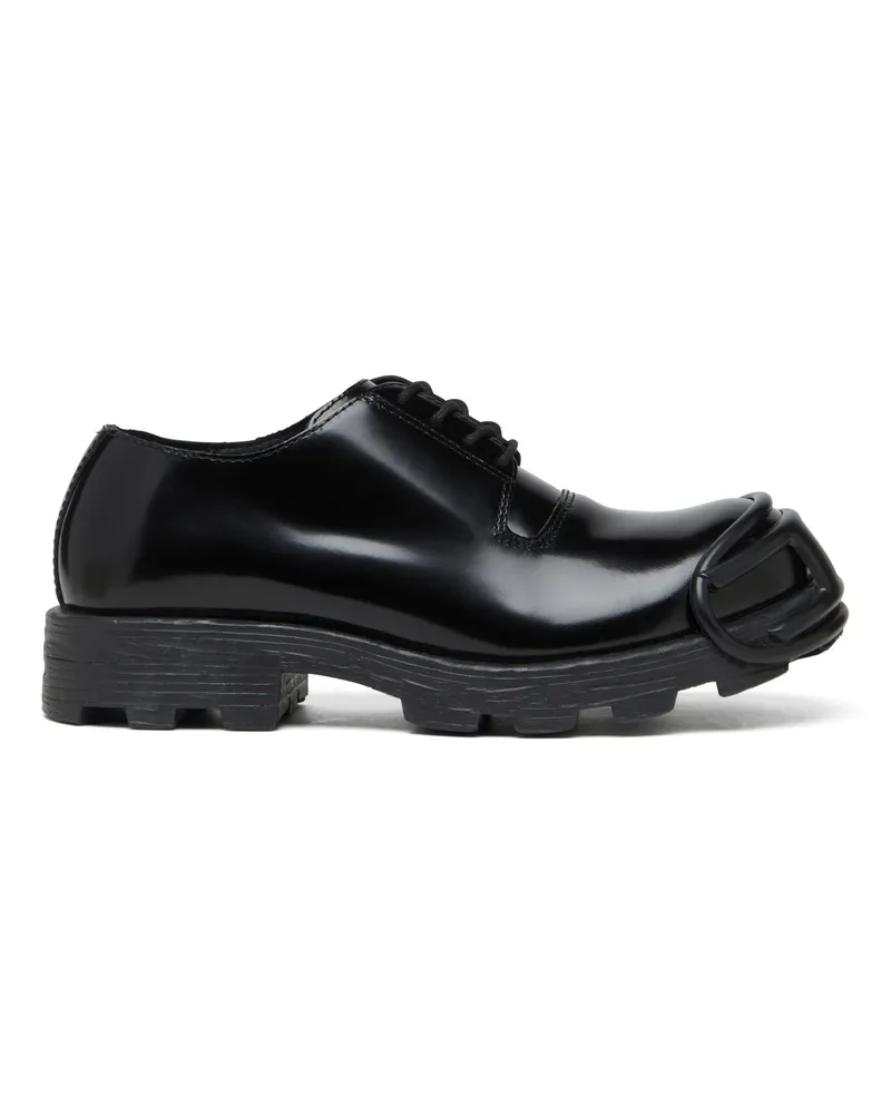 Diesel D-Hammer-Schnürschuhe aus Leder mit Oval D-Zehenkappe - Schnürschuhe und Clogs - Herren - Schwarz Schwarz
