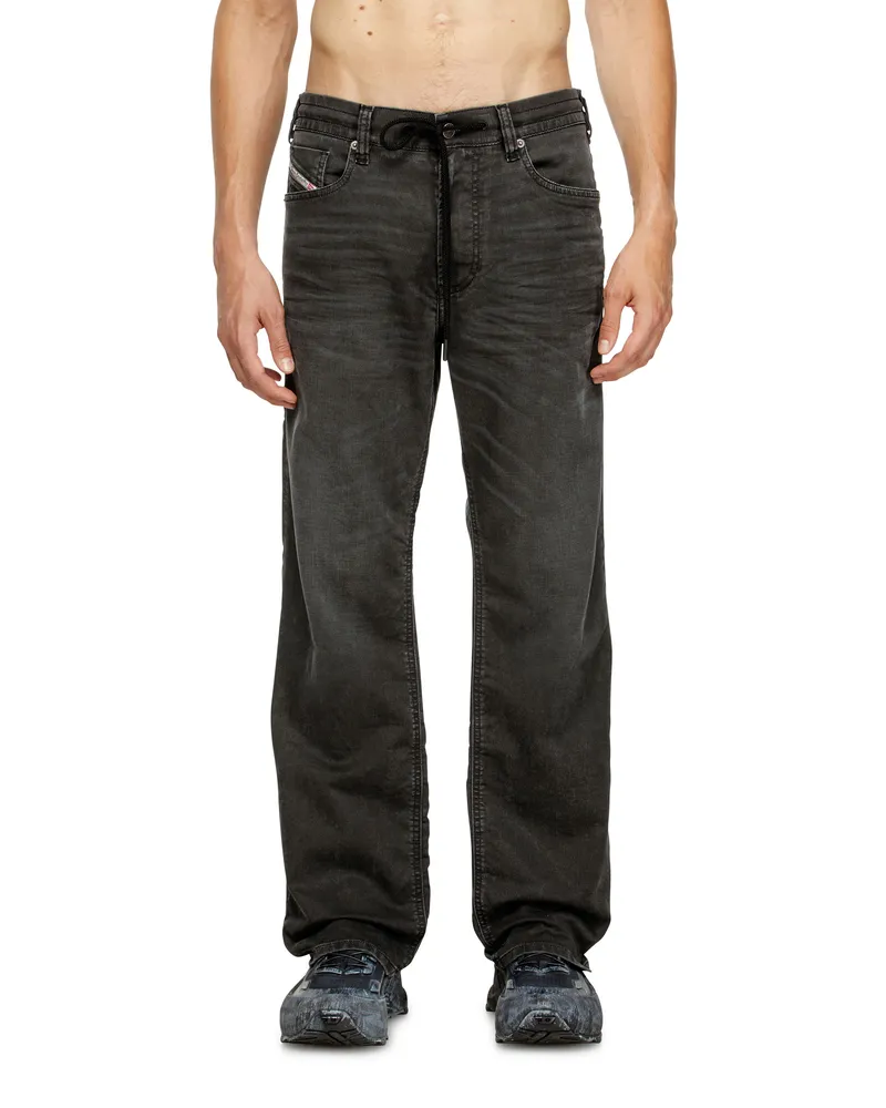 Diesel Relaxed Regular Waist 2080 D-Reel Joggjeans, Schwarz/Dunkelgrau, Reißverschluss Schwarz