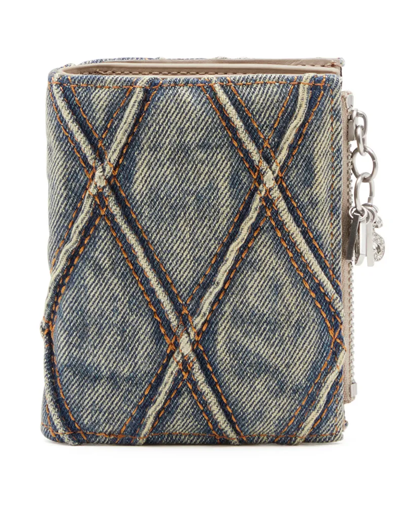 Diesel Kleines Portemonnaie aus gestepptem Argyle-Denim - Kleine Portemonnaies - Damen - Blau Blau