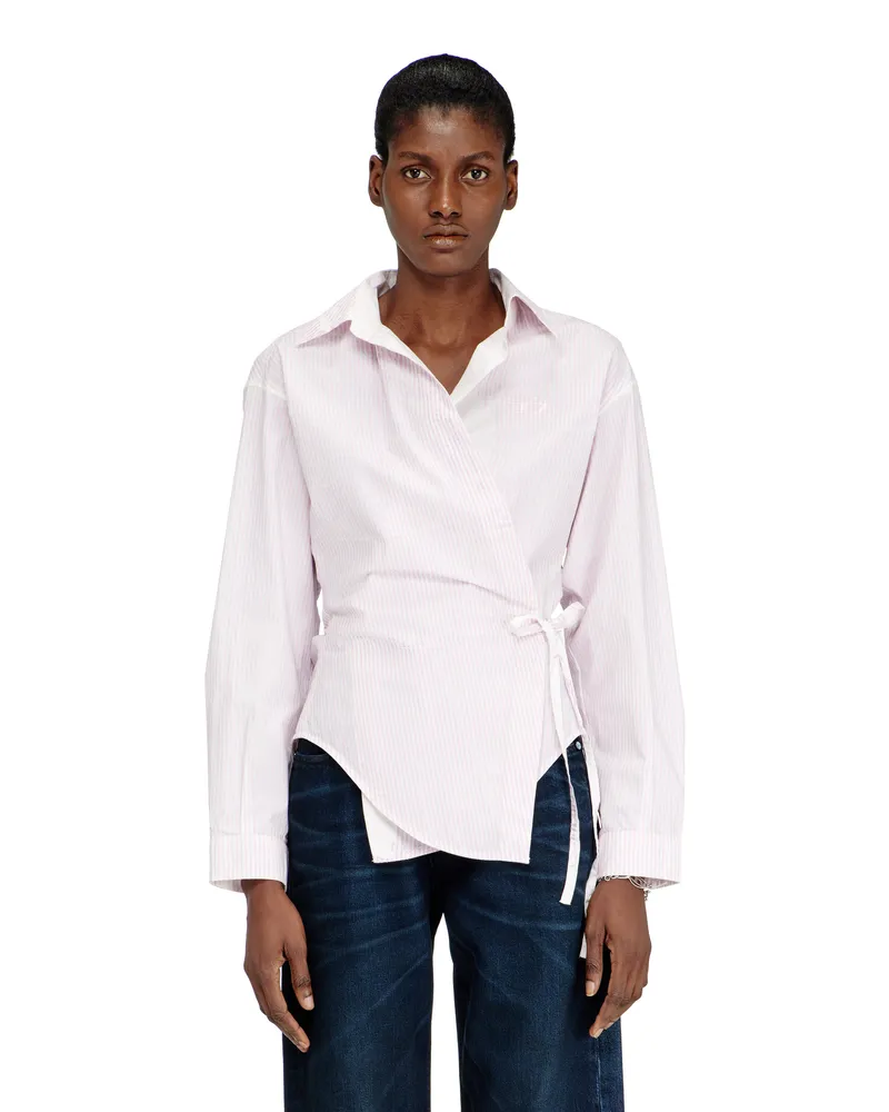 Diesel Popeline-Wickelbluse mit Nadelstreifen - Hemden - Damen - Rosa Rosa