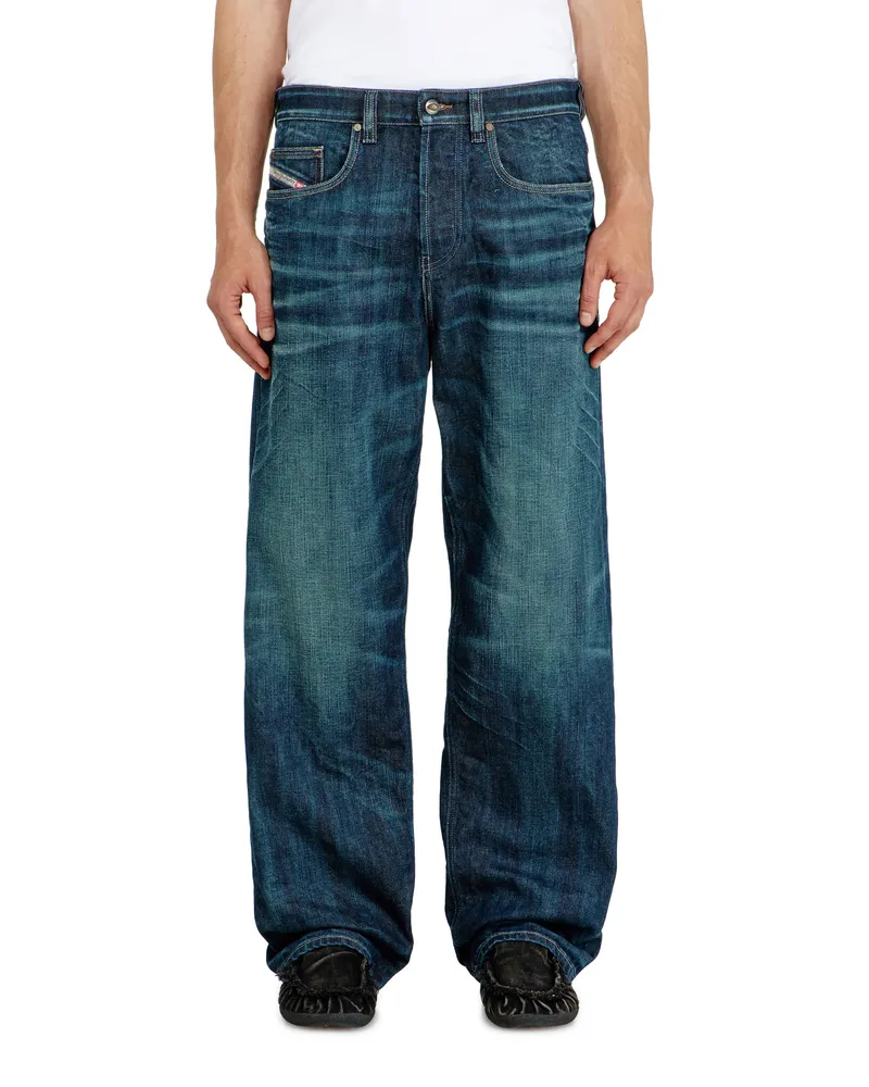 Diesel Relaxed Jeans Low Waist 2001 D-Macro,, Knopfverschluss Blau